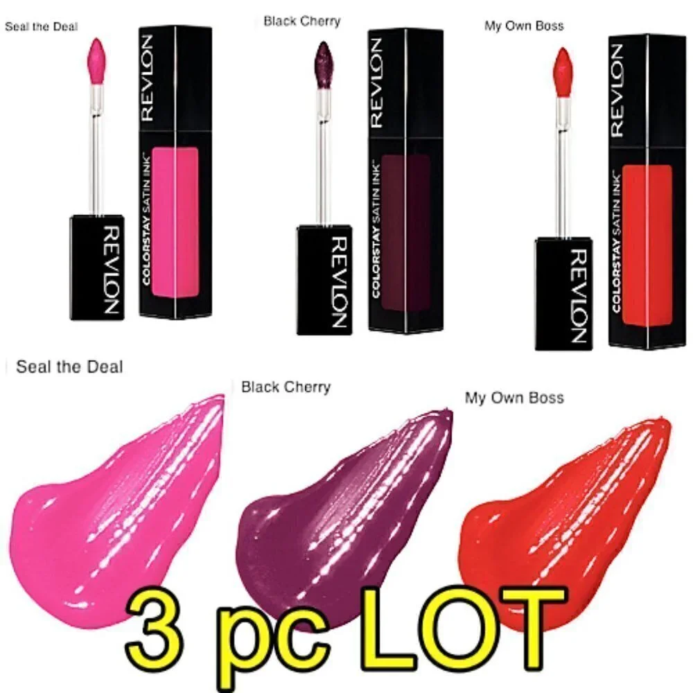 Revlon Trending 3pc ColorStay Satin Liquid Lipstick Longwear Pink Red Cherry
